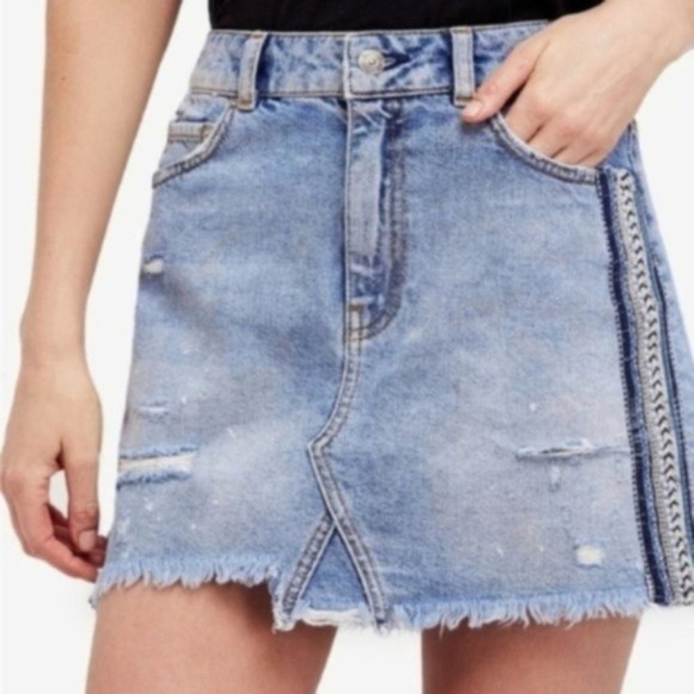 Free People Cotton Embellished Mini Skirt